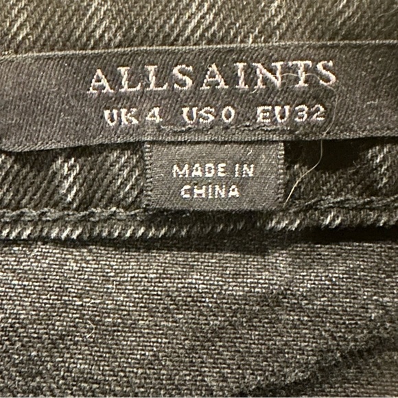 All Saints Trudy Women's Charcoal Black Denim Mini Skirt Women’s Size US Size 0 - Picture 4 of 6